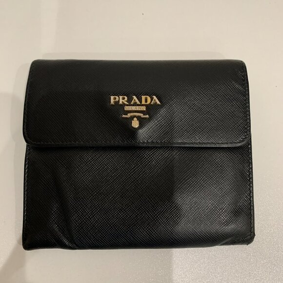 Prada Black Trifold Wallet sku#84810 (Gently used) - Picture 1 of 11